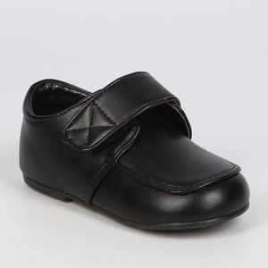 Auston Baby Boy Leatherette Round Toe Strap Classic Oxford Dress Shoe -Black